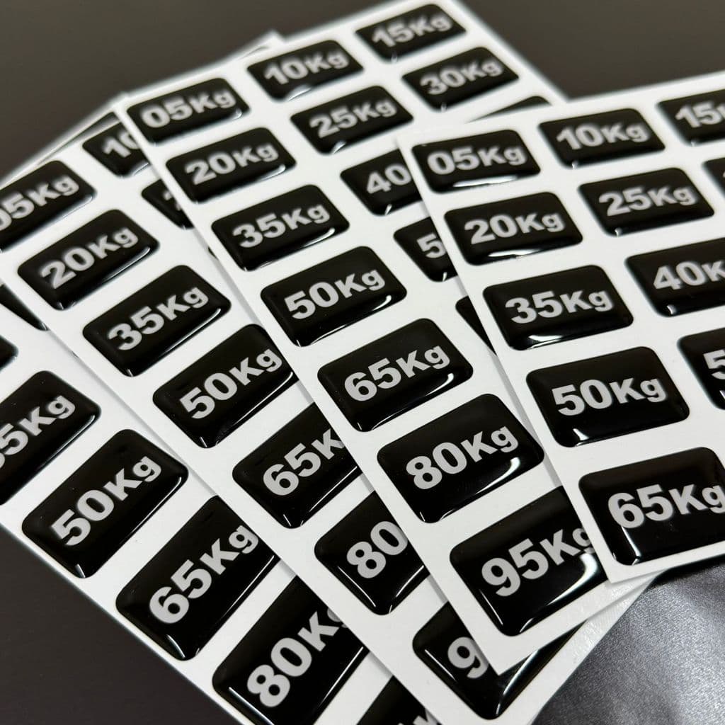 Adesivo Resinado Numeração de Pesos para Halter 3x2cm - ALTA DURABILIDADE