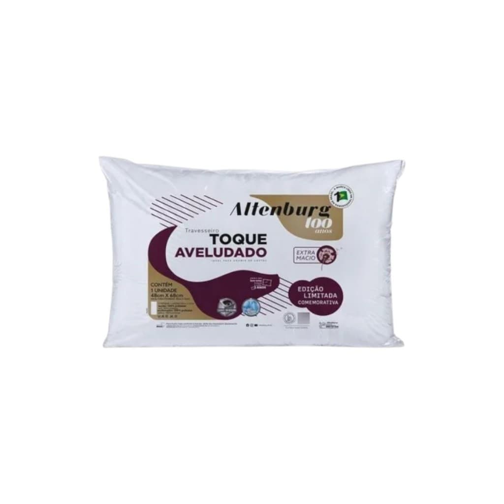 Travesseiro Toque Aveludado Extra Macio Altenburg 48 cm x 68cm  Edição 100 Anos LIMITADA Branco