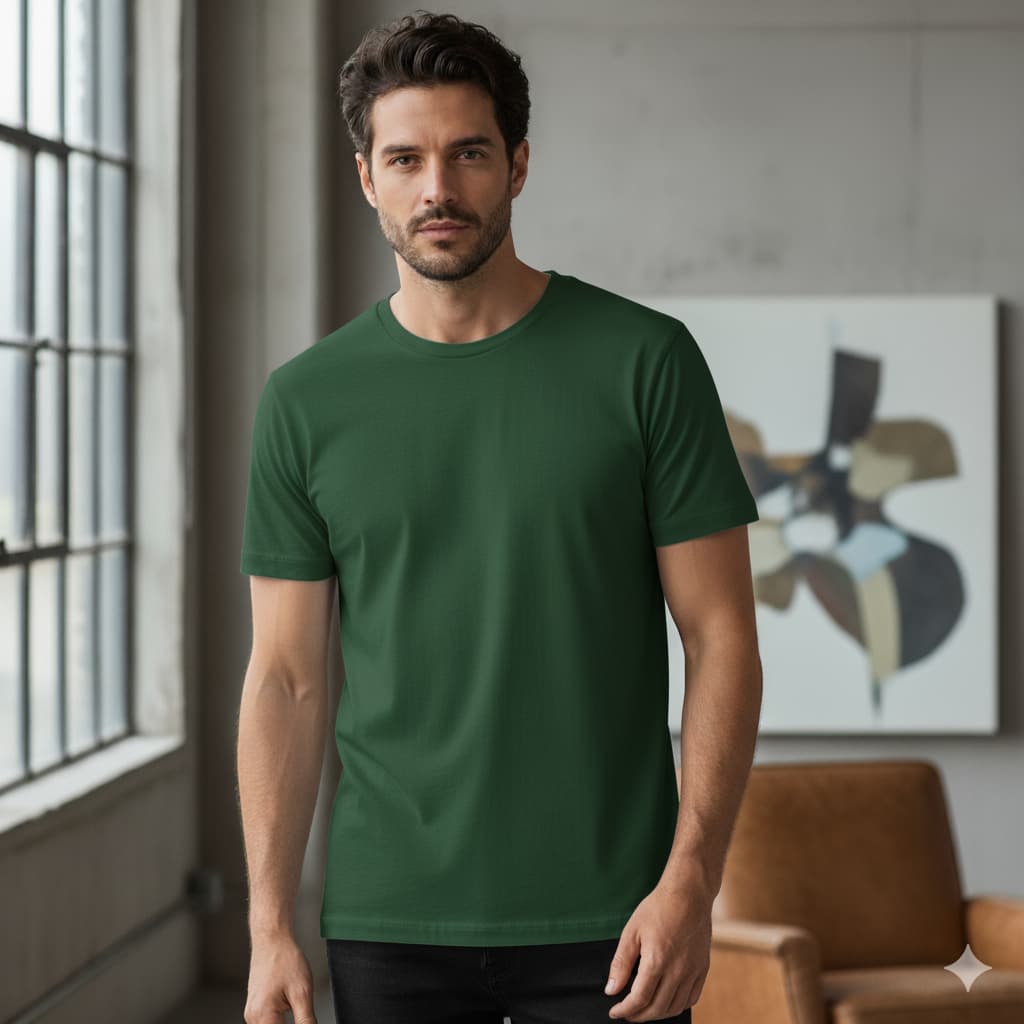 camiseta basica verde musgo unisex