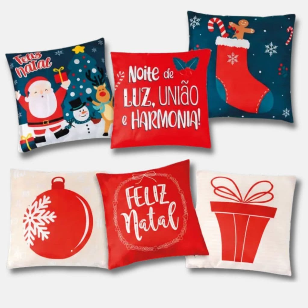 KIT COM 3 CAPAS DE ALMOFADA DECORATIVA SALA NATAL NATALINA 43X43CM COM ZIPPER