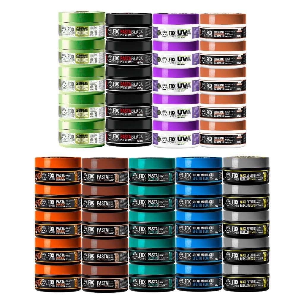 Kit 15 Pasta Modeladora Fox For Men Escolha Seu Combo Revenda Atacado Barbearia 9 Opções