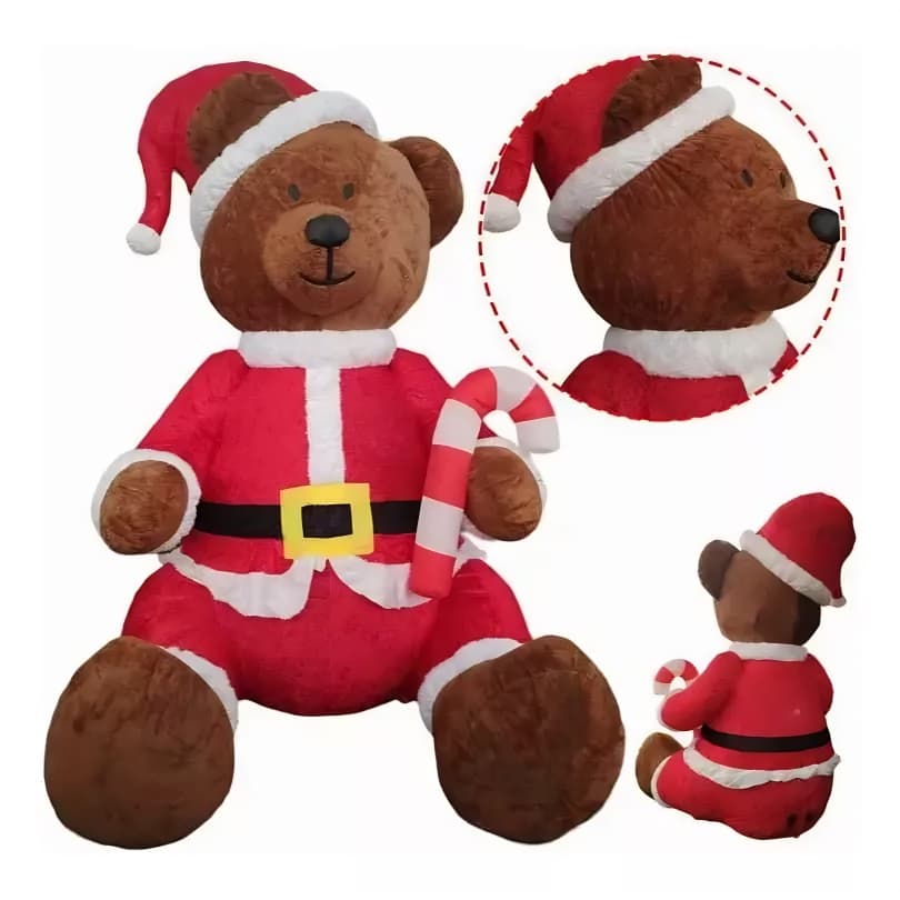 Urso Inflavel De Natal 2,75 Metros Gigante Decoração Bilvolt