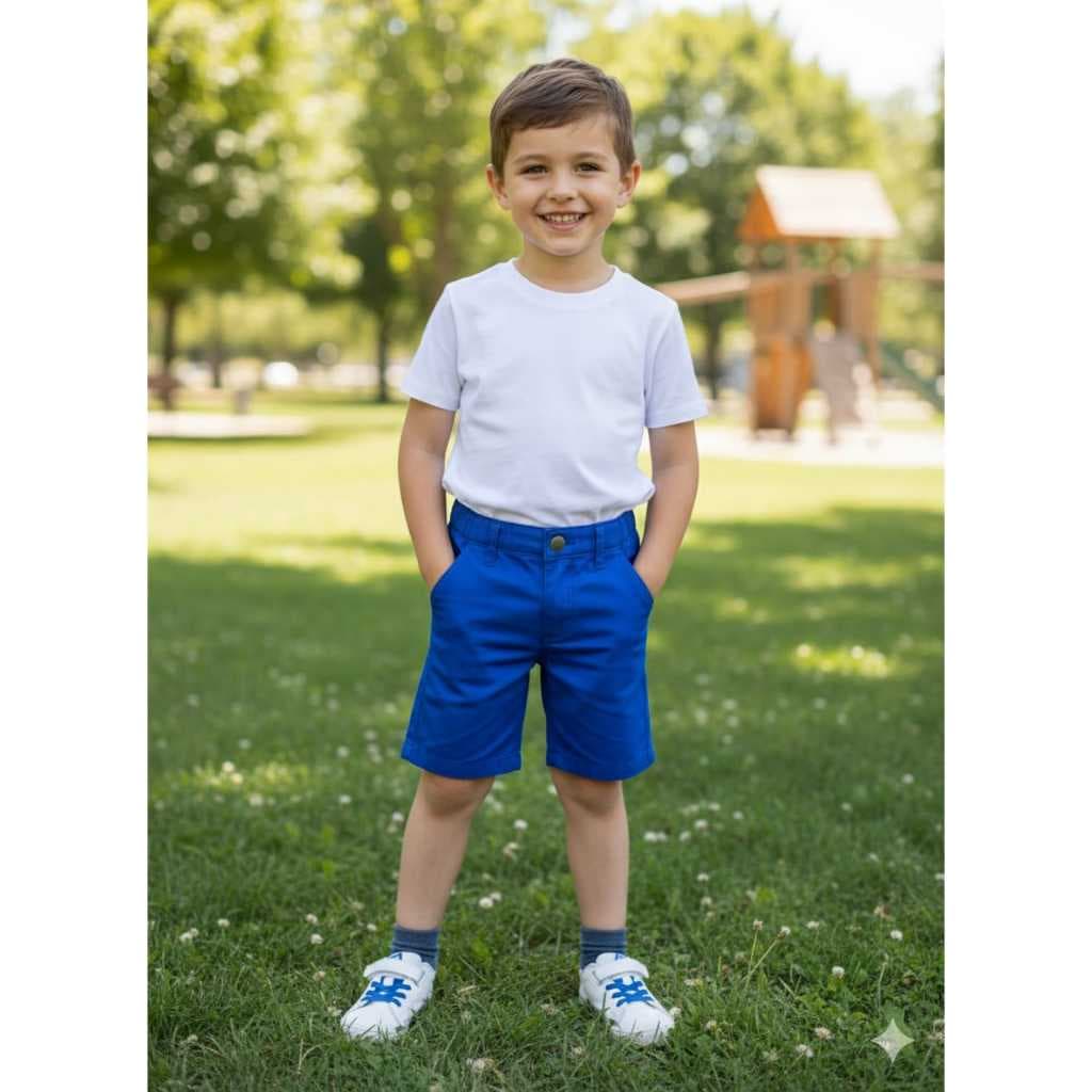 Bermuda Infantil Colors Sarja Premium com Regulador / Bermuda Colorida de Sarja para Crianças