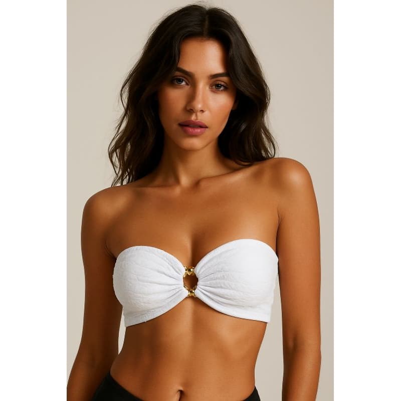 Cropped Tomara Que Caia Texturizado com Detalhe Dourado