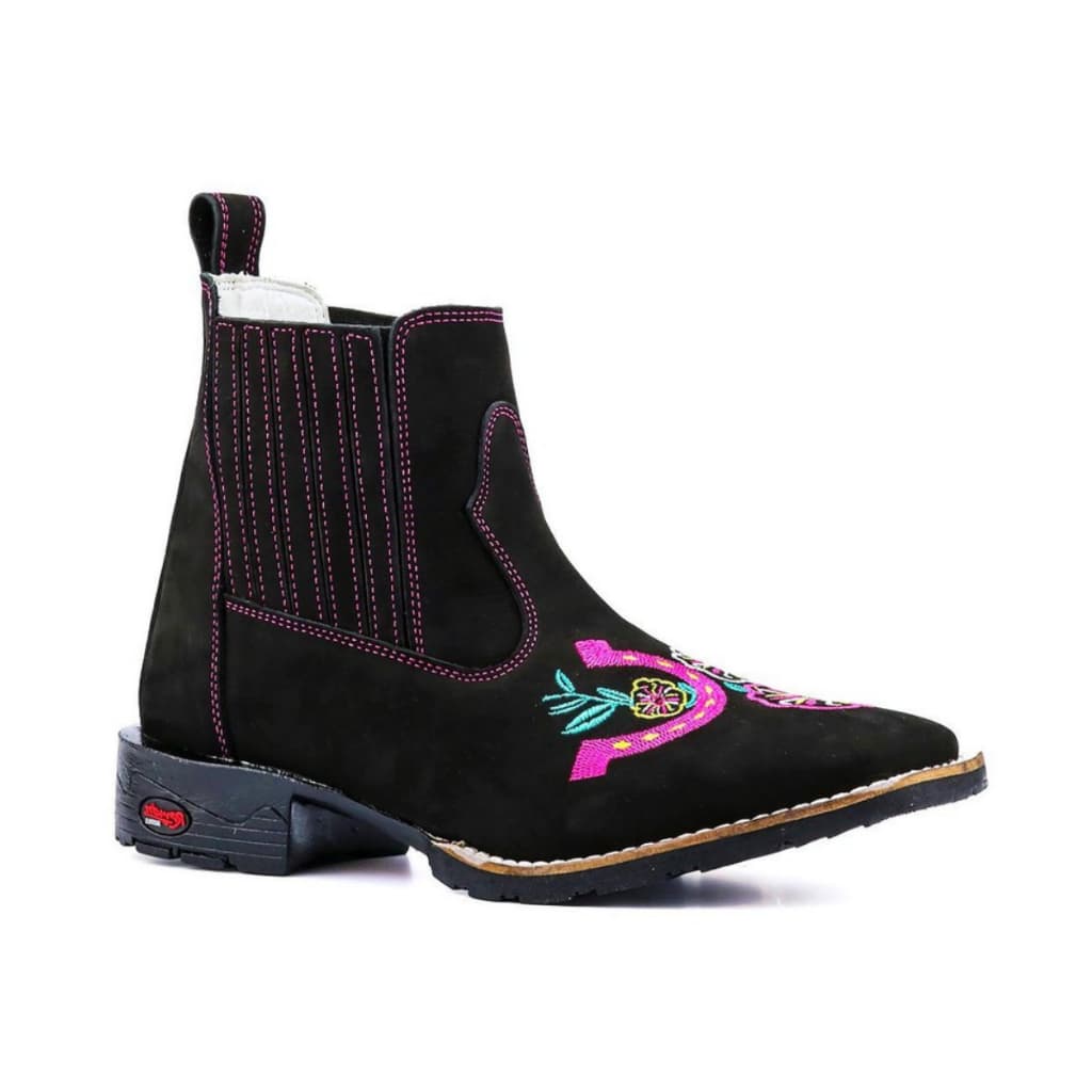 Botina Country Feminina Texana Bordada Cano Baixo