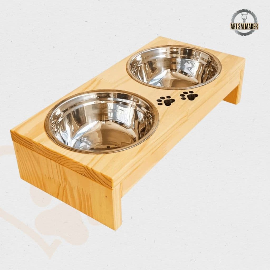Comedouro Pequeno Duplo Elevado 800ml Cachorro Gato Bandeja Ração Ergonômico