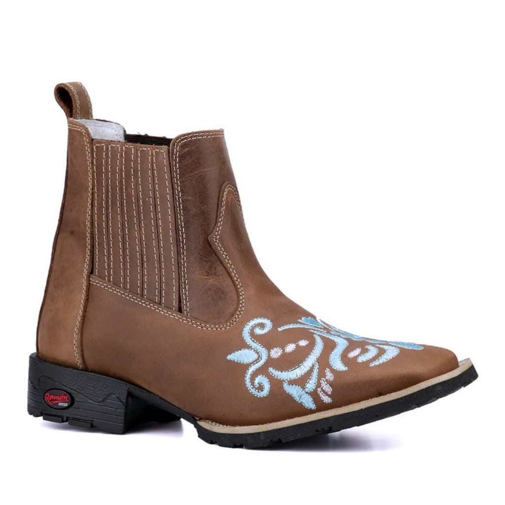 Botina Feminina Texana Bordada Bota Cano Baixo Bota Premium