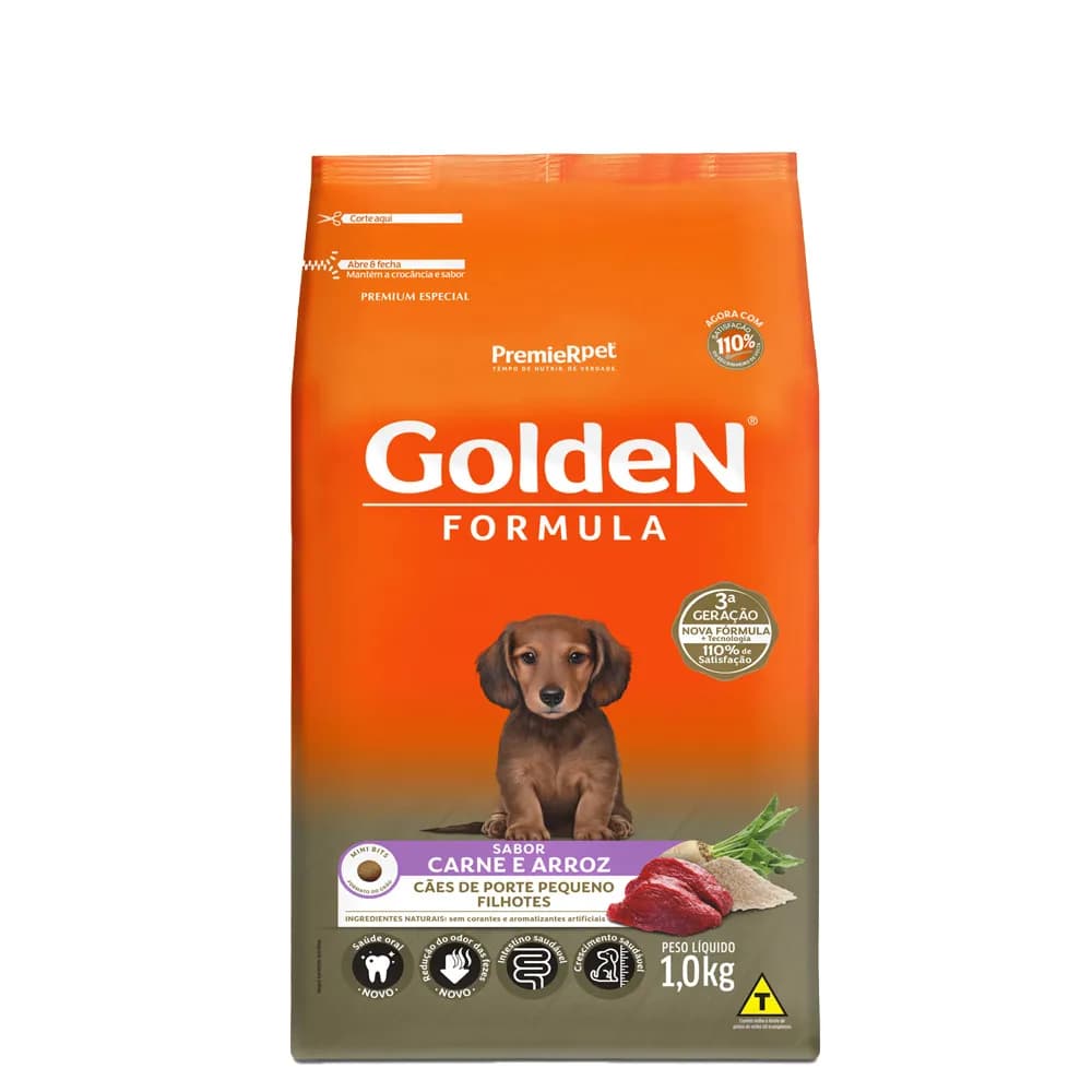 Golden Formula Filhotes Porte Pequeno(Mini Bits) Carne e Arroz