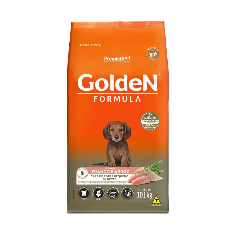 Golden Formula Cães Filhotes Porte Pequeno(Mini Bits) Frango e Arroz