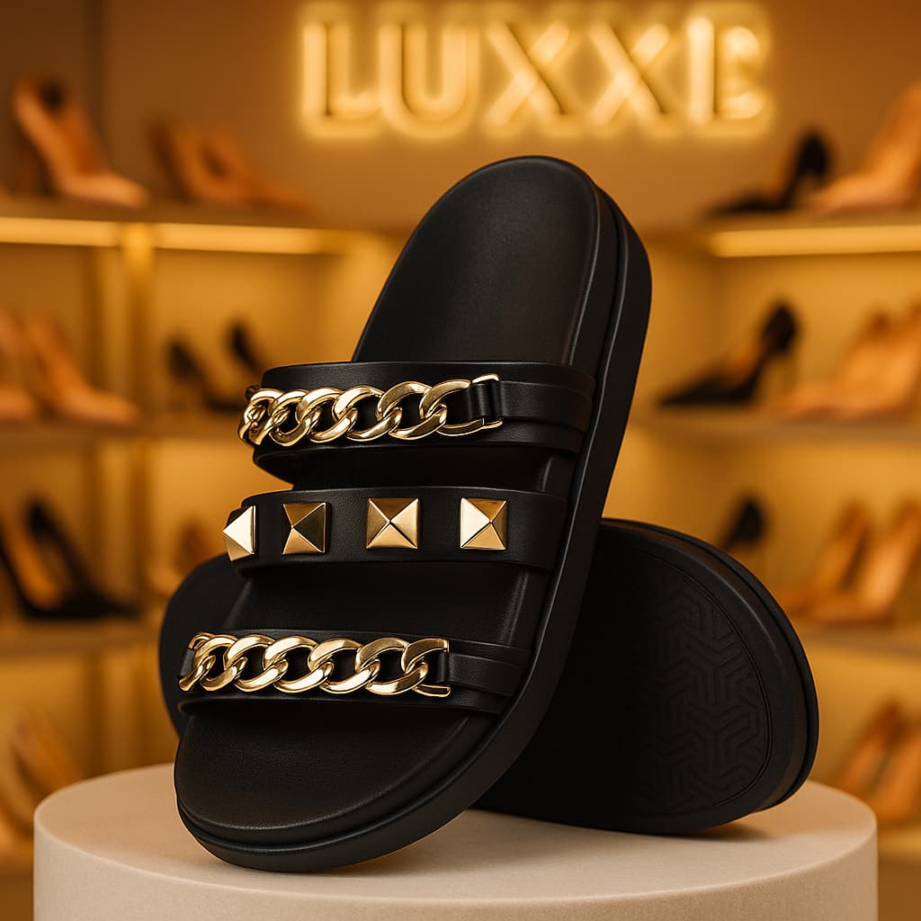 Rasteira Com Corrente E Spike Chinelo Plataforma Papete Feminina Birken Feminina