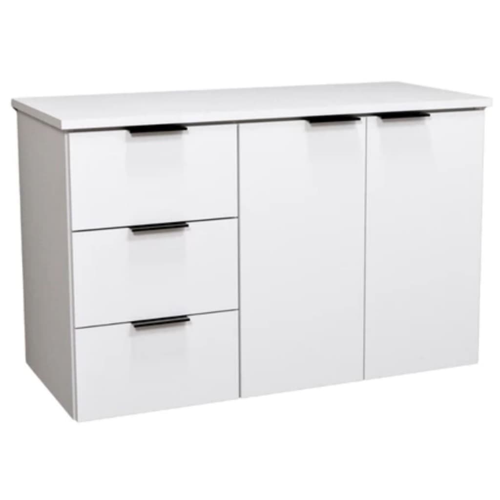 Balcão Gabinete 80cm Banheiro SEM CUBA - 100% MDF - 3 Gavetas ESQUERDA - MONTADO