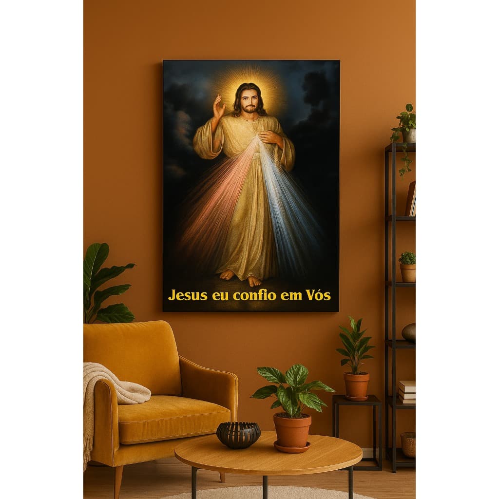 Quadro decorativo 1 tela Jesus Eu confio em você ,Sempre Foi Deus 90x70