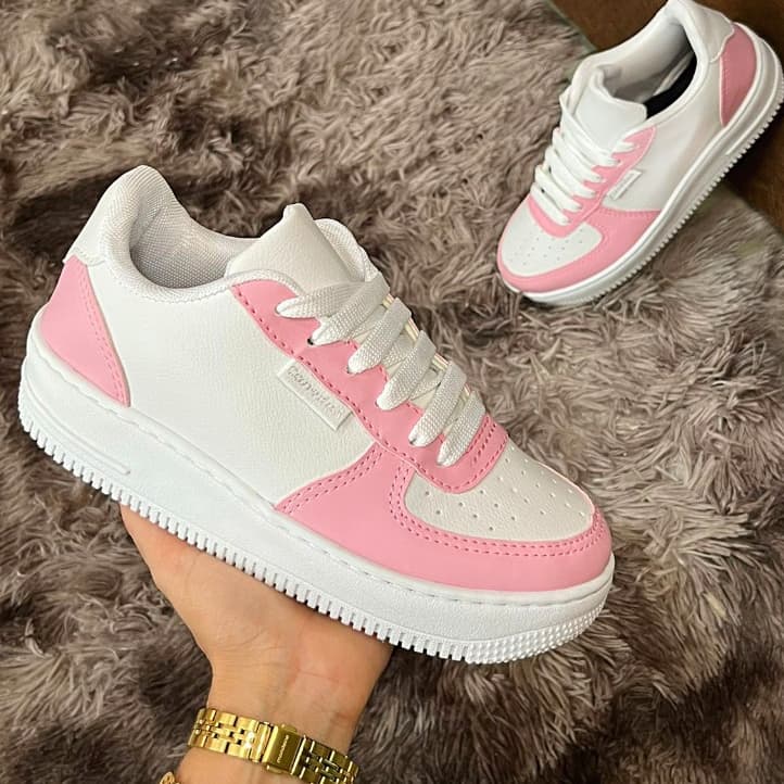 Tenis feminino casual rosa confortavel dia a dia academia leve Envio Imediato!