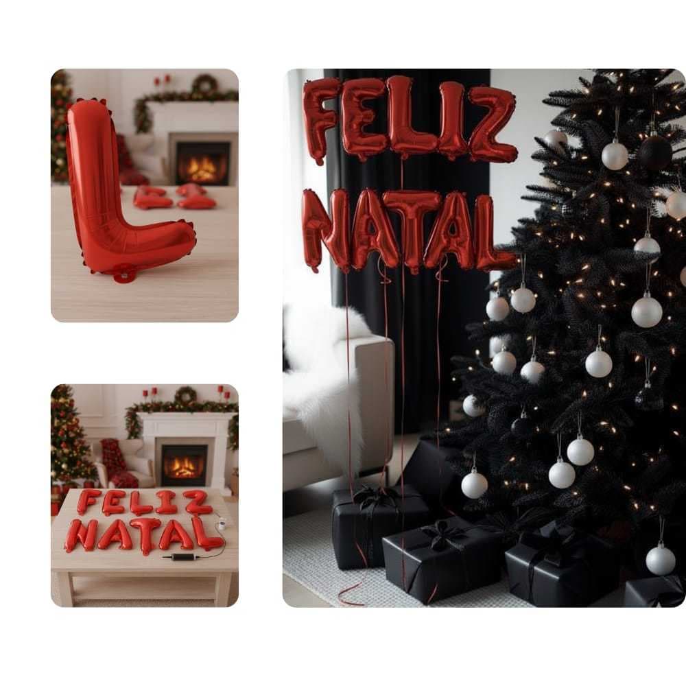 Kit Balões Metalizados Vermelho 37cm Decoração Natal Festas Eventos