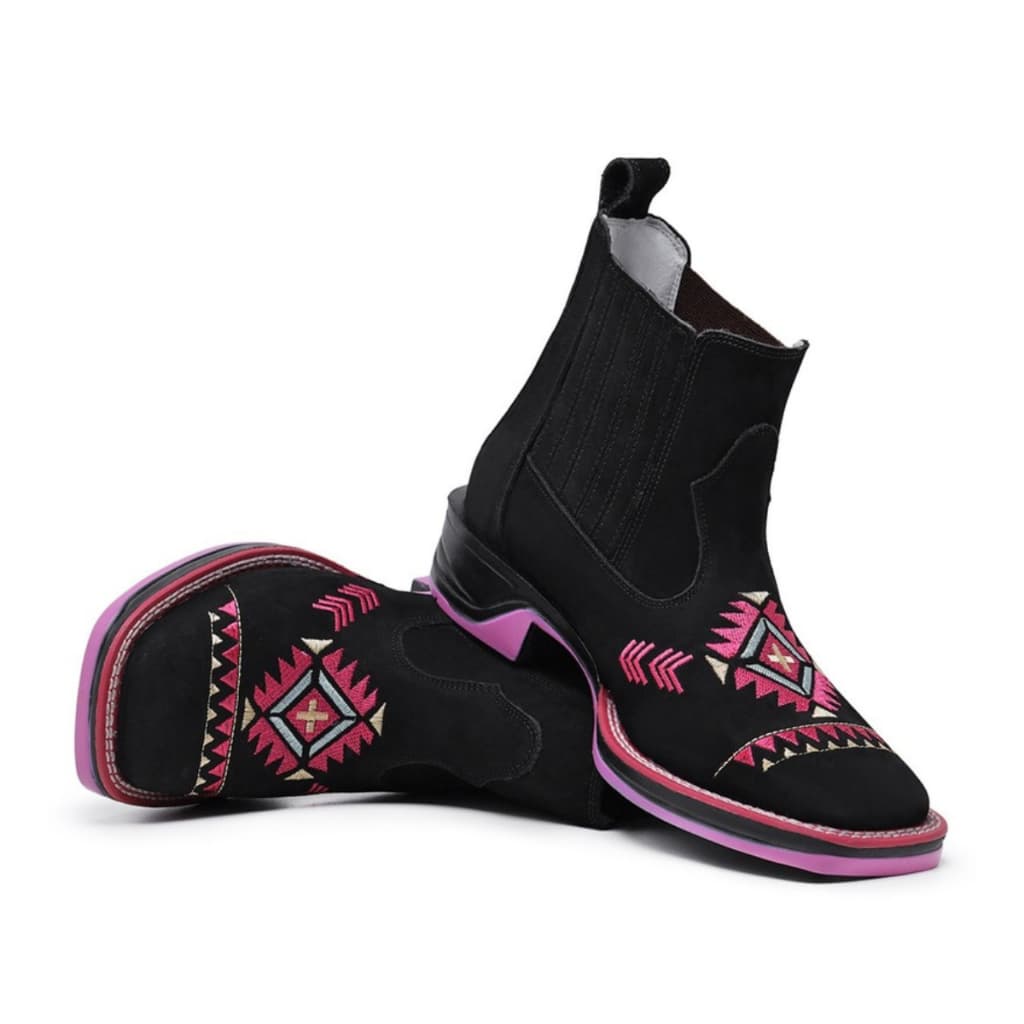 Bota Botina Feminina Texana Solado Jump Rosa Macia e Leve Rodeio