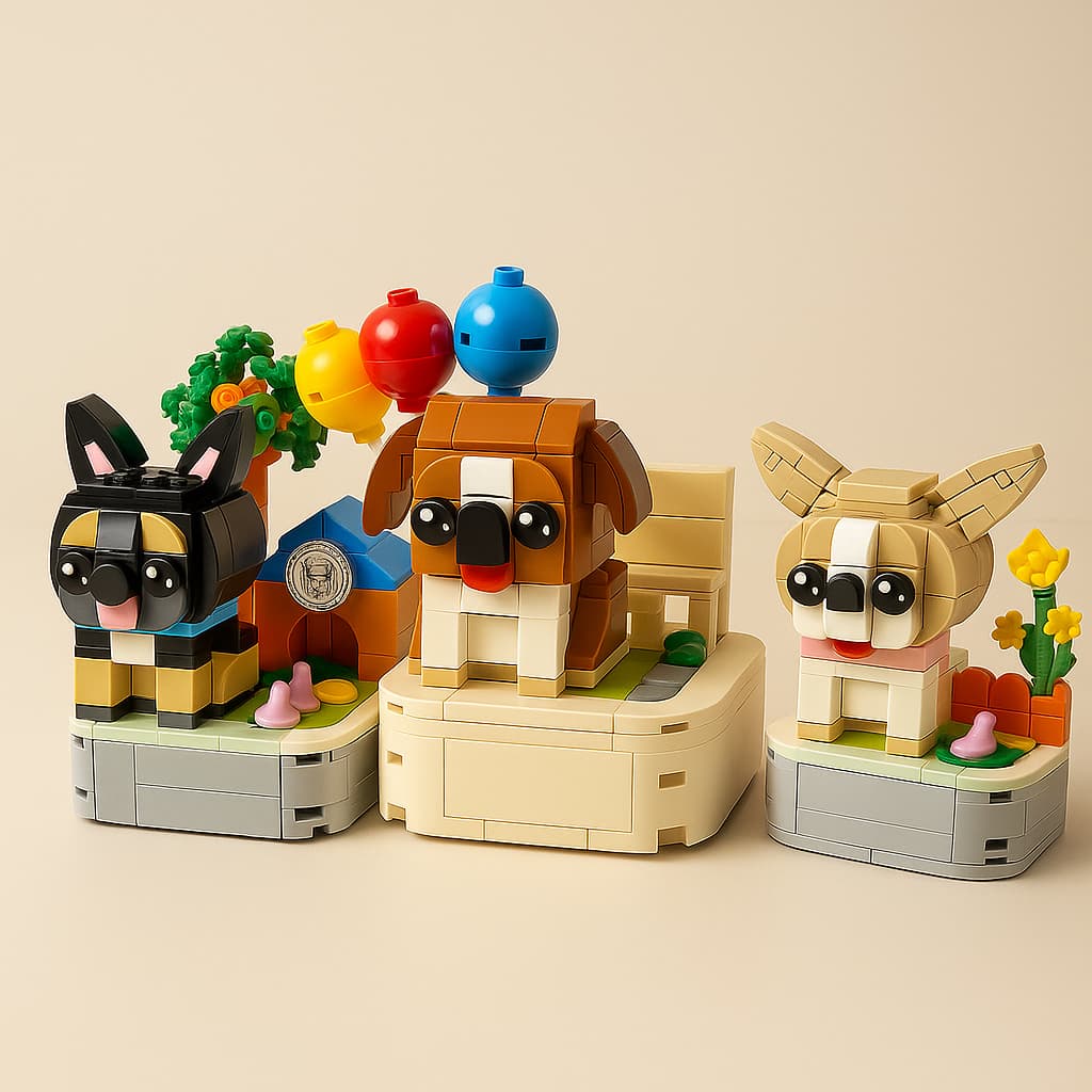 Brinquedo & decoração em blocos tema cachorros