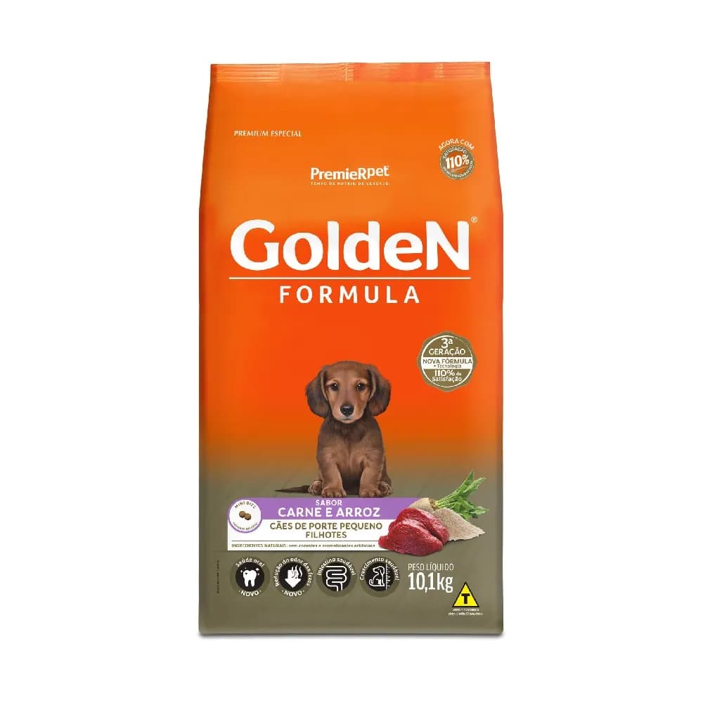 Golden Formula Cães Filhotes Porte Pequeno(Mini Bits) Carne e Arroz