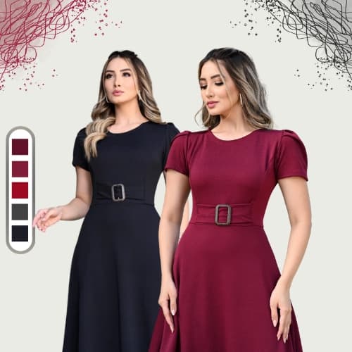 Kit 2 Peças de Vestidos Evangélicos  Sofisticação e Modéstia em Harmonia