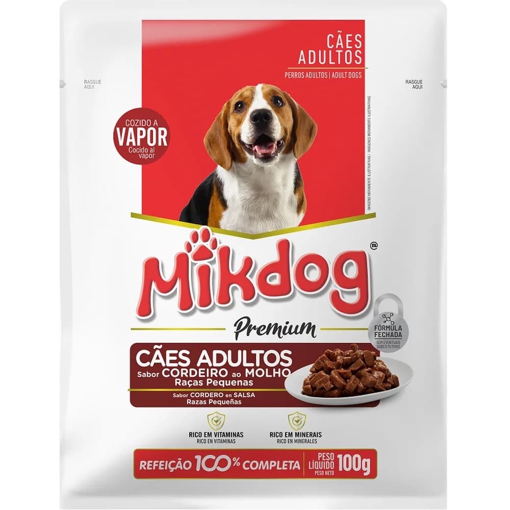 Sachê Para Cachorros Raças Pequenas Mikdog Cordeiro 100g