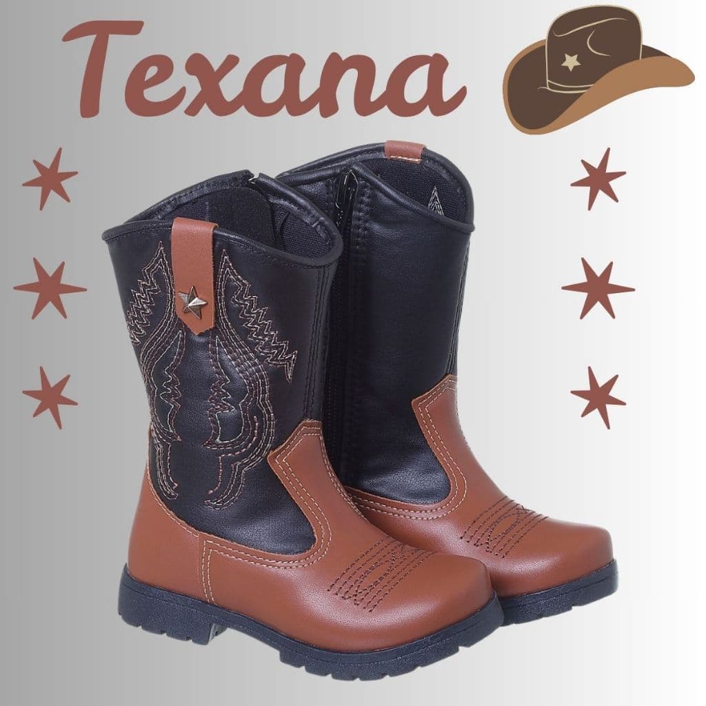 Bota Texana Infantil Western Country Rodeio Campo Fazenda Menino Botina Antiderrapante Promoção