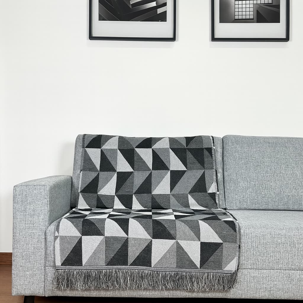 Xale Jacquard 1,40x1,60 M Com Franja Sofá Poltrona Cama