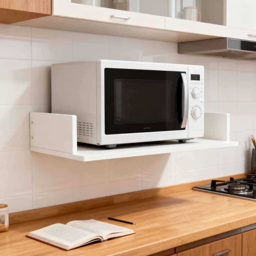 Prateleira Suporte Aéreo Parede Microondas Air Fryer Forno Elétrico Branco Cozinha Suspenso MDF