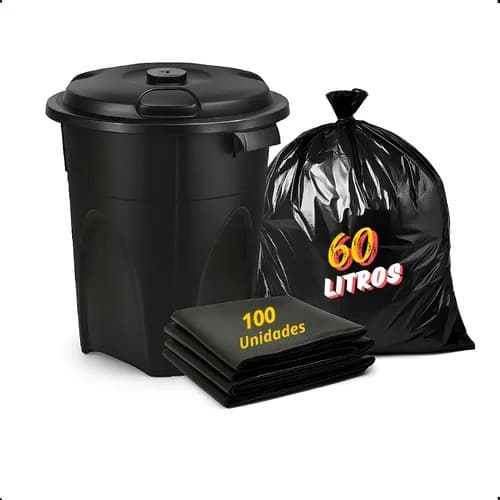 Saco de lixo 60Litros reforçado com 100 UNIDADES FRETE GRATIS