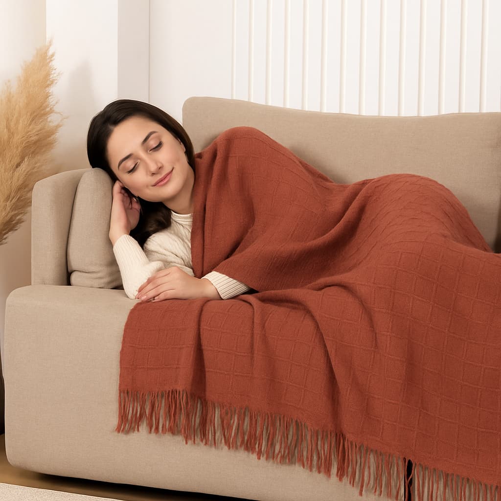 Manta Xale Decorativa 100% Algodão – Toque Macio e Aconchegante para Sofá, Cama e Poltrona