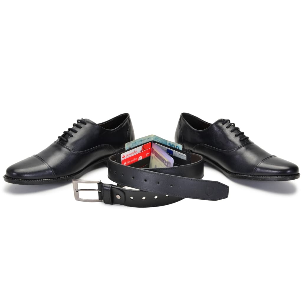 Kit Sapato masculino social oxford + Cinto + Carteira Silva&Silva Confortável Sola Costurada Couro