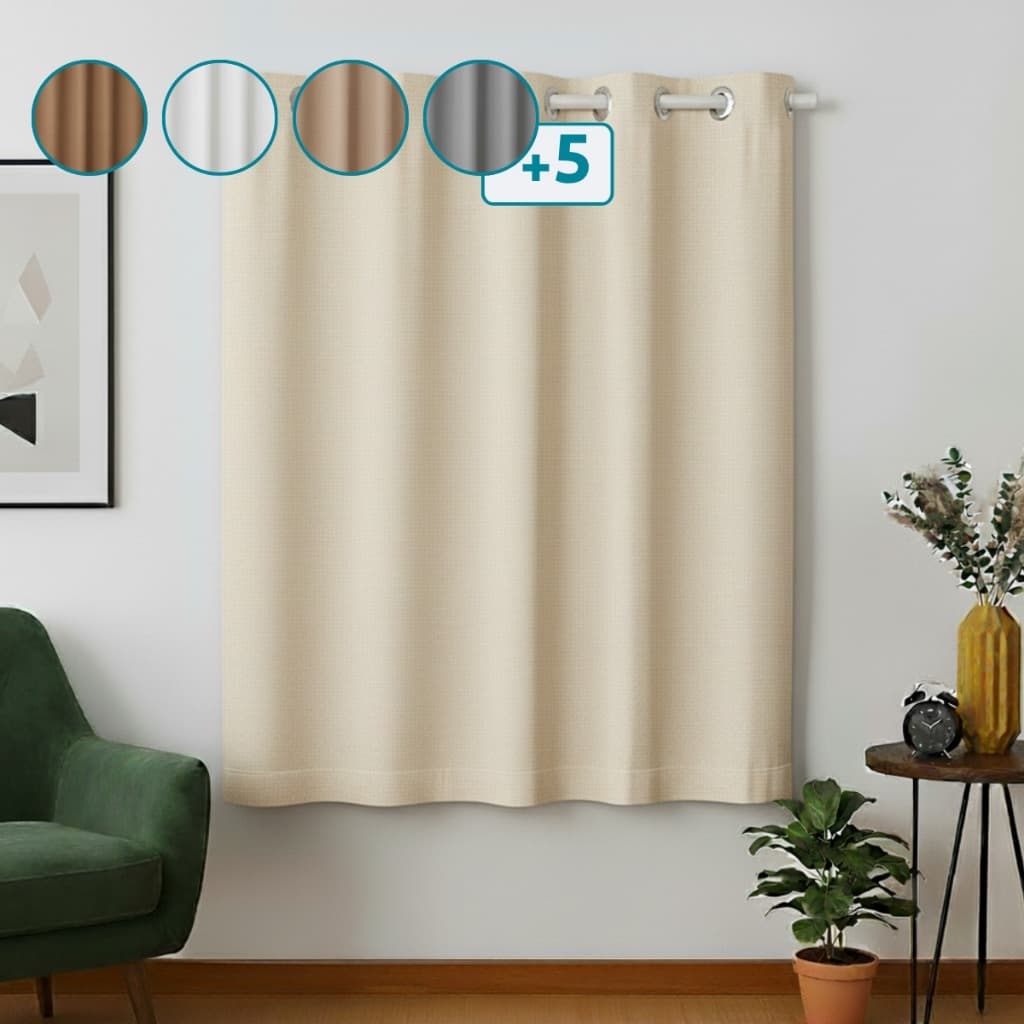 Cortina Folha Única 100% Blackout 1,30 x 1,10M Anti-Térmica 50% Tecido e 50% PVC Para Quarto Sala