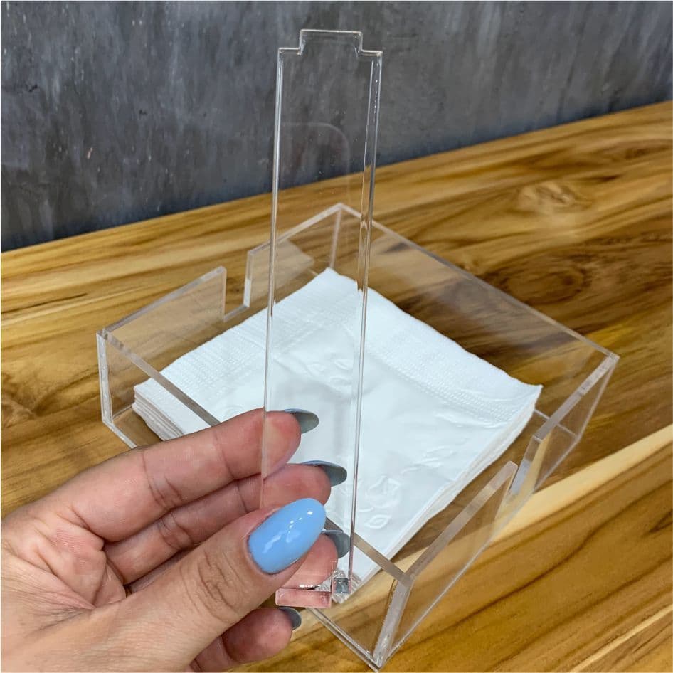 Porta Guardanapos Acrílico Cristal Serviettes Médio Mesa Posta Decoração Luxo Organização Decoração