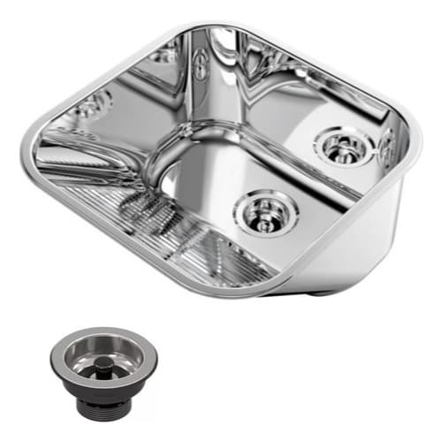 Kit Tanque Embutir/Sobrepor 40x40 25L Docol Cuba Aço Inox 304 Cromado Polido + Válvula Lóggica