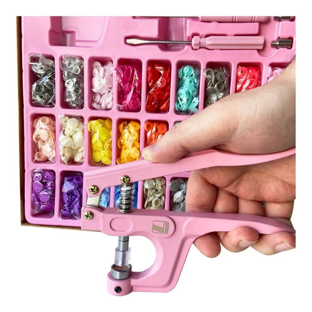 Kit Alicate de Pressão 3 em 1 - Lanmax - Aplicador de Botão Ritas tic tac - Alicate + Botões Plástico e Metal + Ilhós