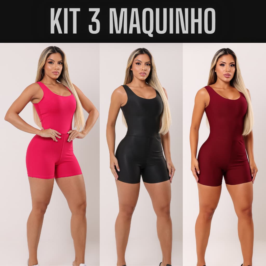 Kit 3 Macaquinho Fitness Feminino Academia Treino Musculação