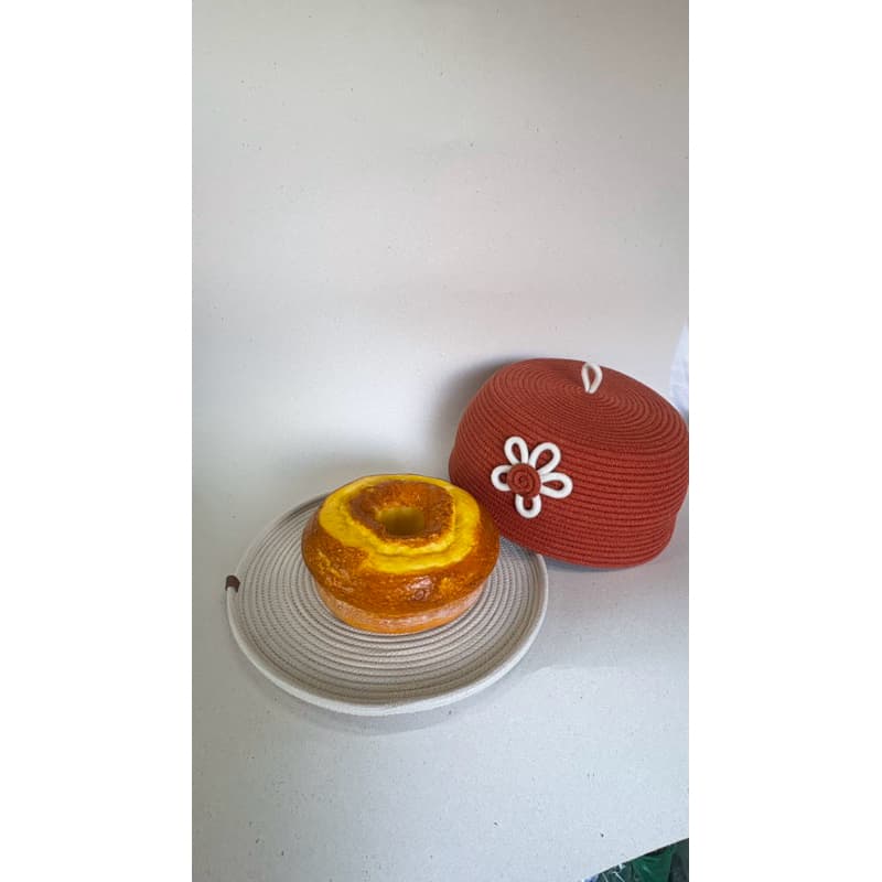 Boleira de algodão/cestaria/mesa posta