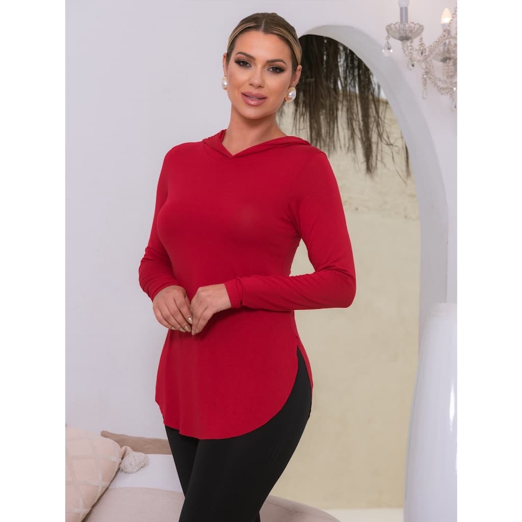 Blusa Feminina Manga Longa com Capuz Long  Frio Casual P ao GG REF 31