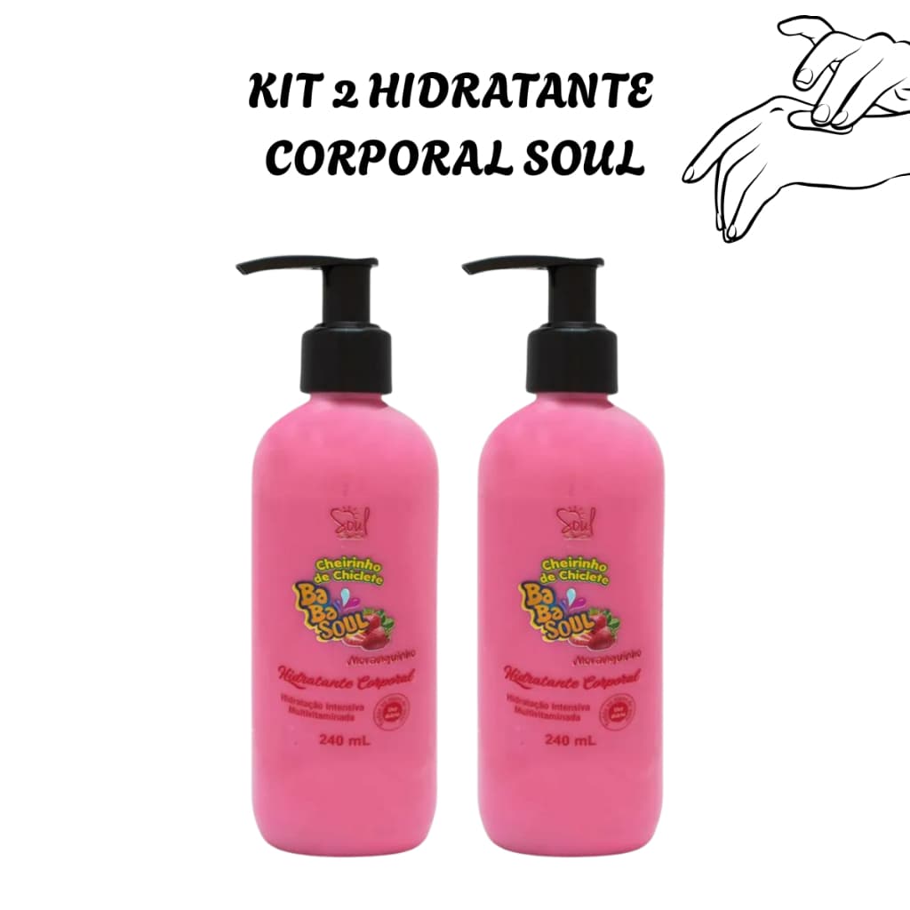 Kit 2 Unidades Hidratante de Pele BabaSoul 240ml Hidratação Intensa Nutrição e Toque Suave