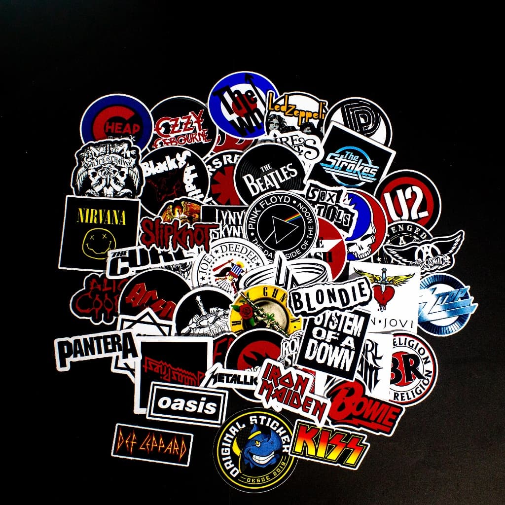49 Adesivos Melhores Bandas de Rock | Adesivos Premium Alta Qualidade | Para Notebook, Garrafa, Celular, Caixa de Som |
