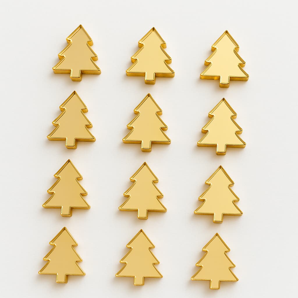 Kit 30/50/100 Mini Apliques Árvore de Natal Pinheiro 1cm em Acrílico - TAG - APLIQUE NATAL