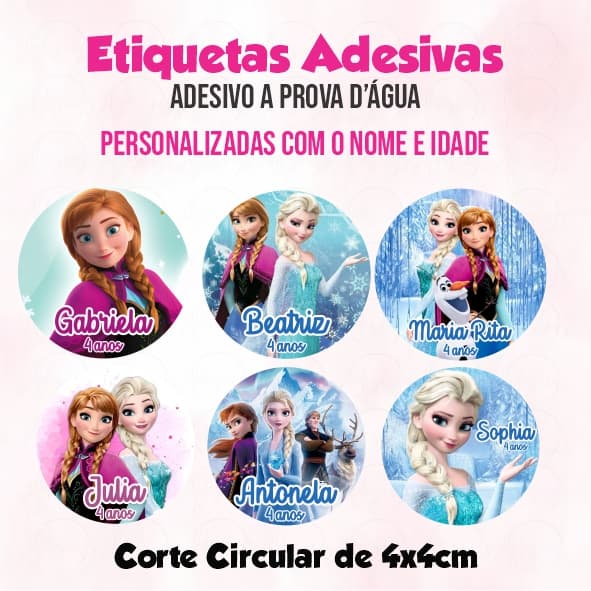 Adesivo Festa Frozen – 4x4 cm – Ideal para Personalizados e Lembrancinhas