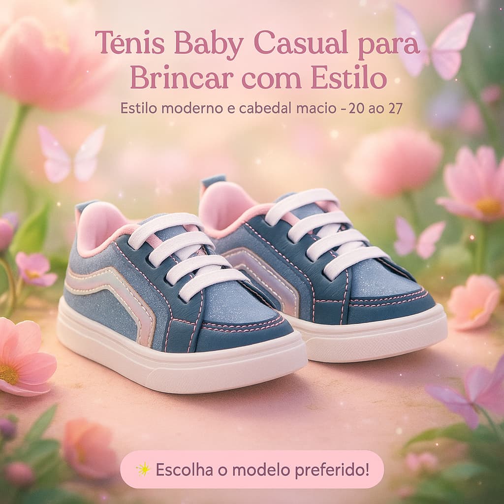 Tênis Casual Baby Menina - Cabedal Confortável e Leve e Fofo 20 ao 27 - ESCOLHA O SEU AGORA!