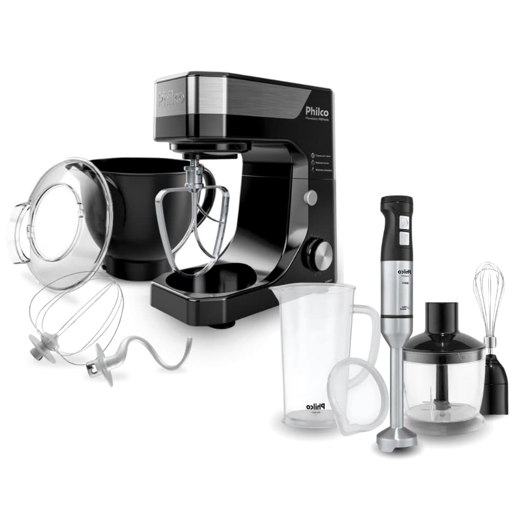 Kit 6 Em 1 Philco Batedeira Planetaria E Mixer Premium Cheff - Preto