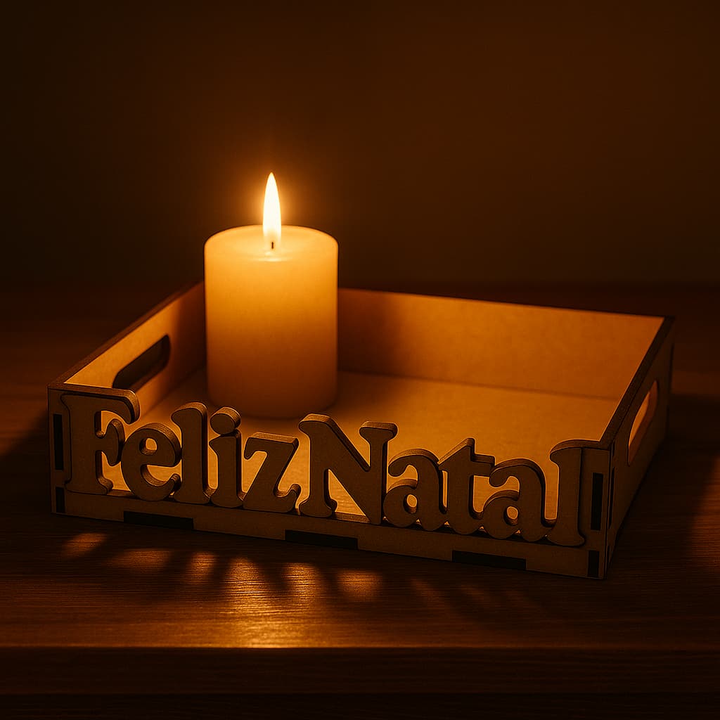 Bandeja MDF Feliz Natal Decorativa – Enfeite Artesanal de Natal