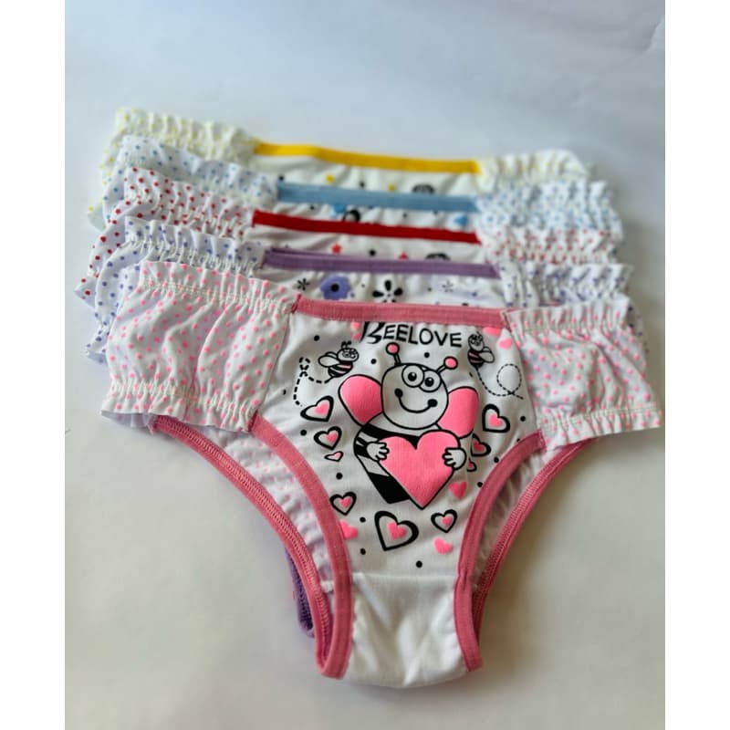 kit 5 Calcinhas Infantil Feminina bichinho babado – Estampa Fofa e Confortável