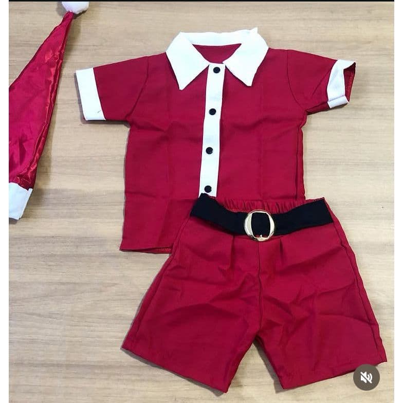 Fantasia Papai Noel Natal Infantil Menino Roupa Natalina Masculina Bebê Roupa de Natal Conjunto de Natal Bebê Menino