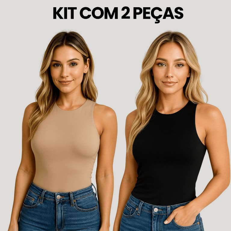 Kit 2 Regata Feminina Blusinha Suplex Básica Forro Duplo Sofisticada Tendencia Moda Blogueira
