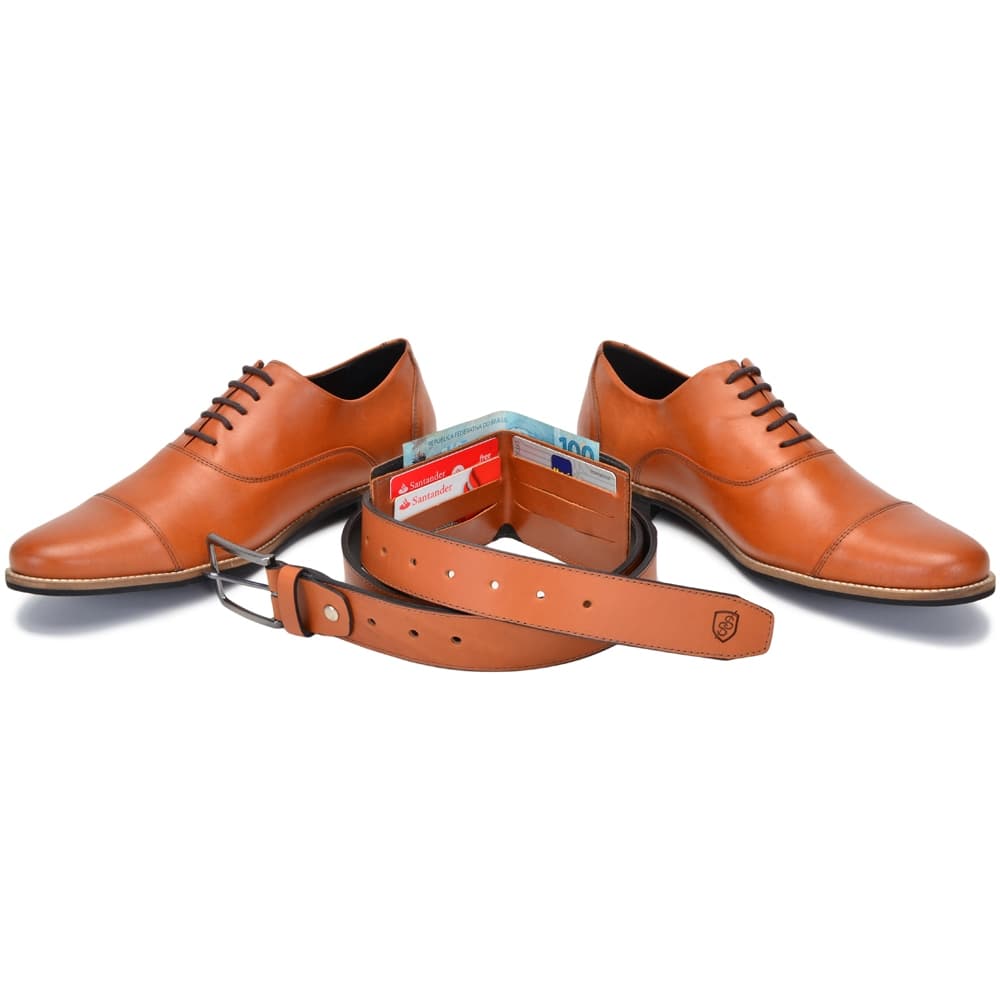 Kit Sapato Social masculino Oxford + Cinto + Carteira Silva&Silva  Reforçado Original Couro