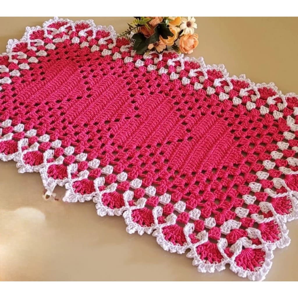 Tapete de Crochê Retangular Artesanal para Sala Trilho Toalha de Mesa Crochet Feito a Mão Decoração