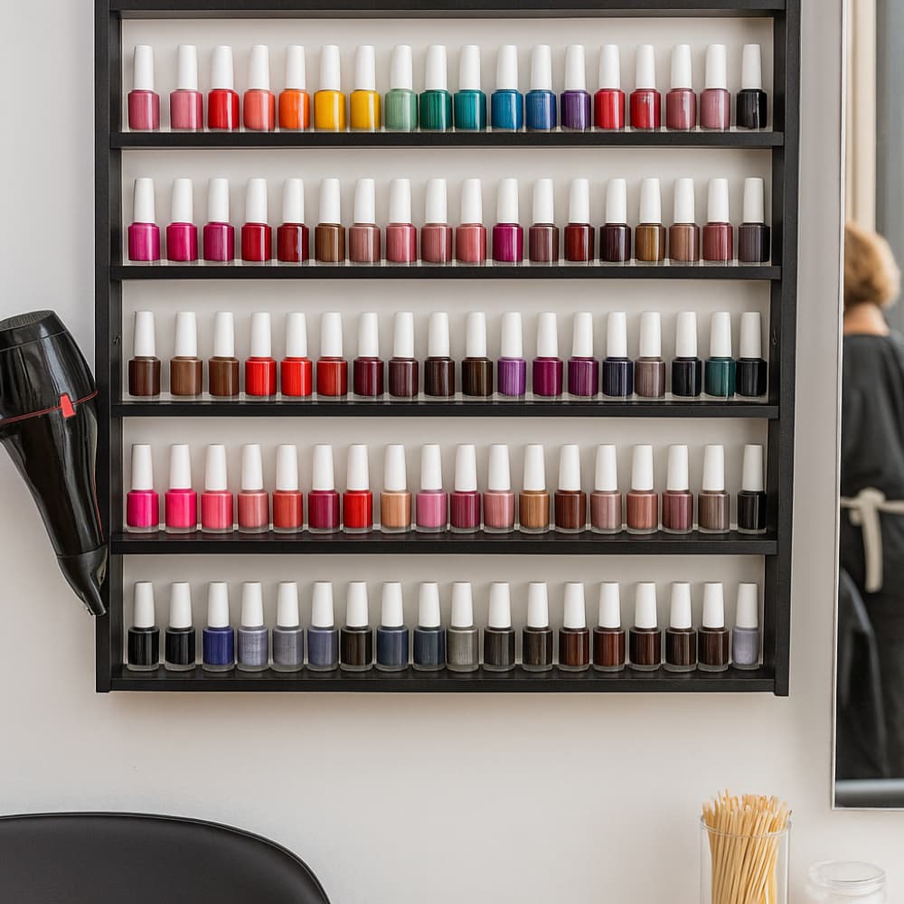 Prateleira Expositor Esmalteiro Parede 5 Andares Suspenso Esmalte Unhas Funko Pop Preto Multiuso MDP