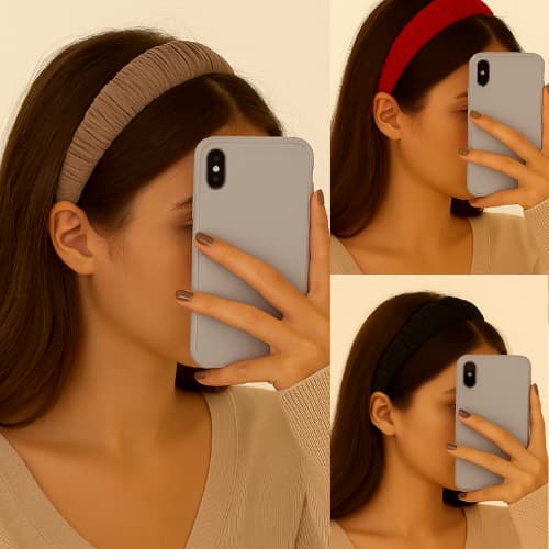 Kit 3 pcs Tiaras franzida Elegante e confortável | Dia a dia e exercicios